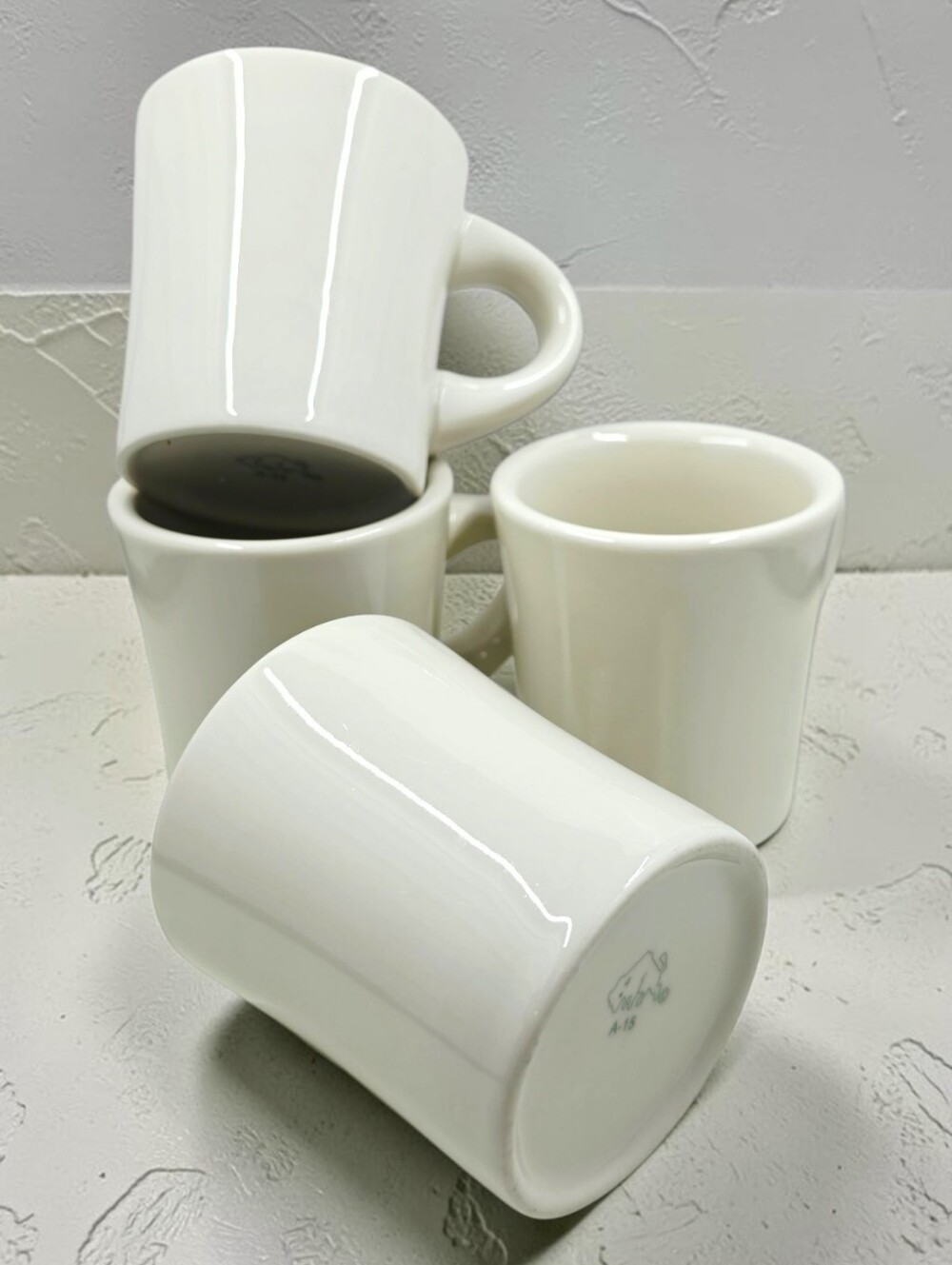Buffalo Pottery Coffee Tea Mugs Set Of 4 Glazed Ceramic Eggshell Green Backstamp